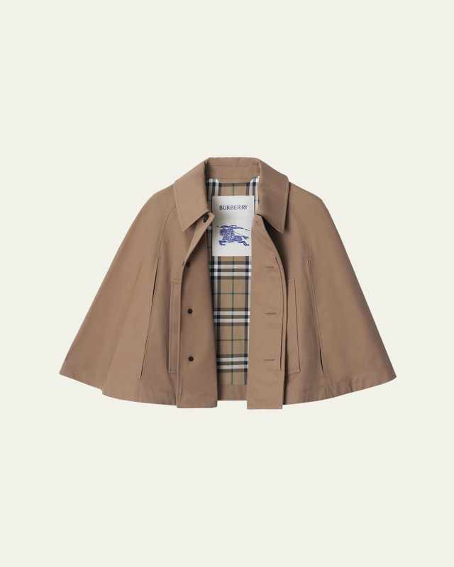 Cropped Cotton Twill Cape